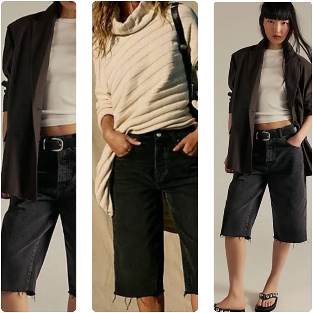 Free People We The Free Jam Session Capri Jeans Rock Steady Black Size 27 NWT